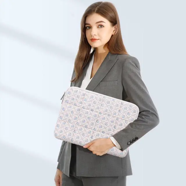 Alt view image 6 of 7 - 13-14 inch Laptop Case, 13.3 inch Puffy Laptop Sleeve, Floral Grid