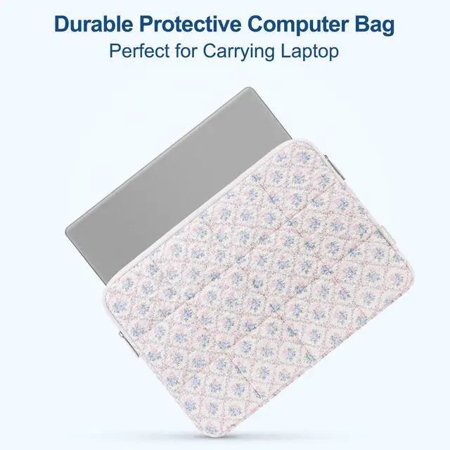 Alt view image 2 of 7 - 13-14 inch Laptop Case, 13.3 inch Puffy Laptop Sleeve, Floral Grid