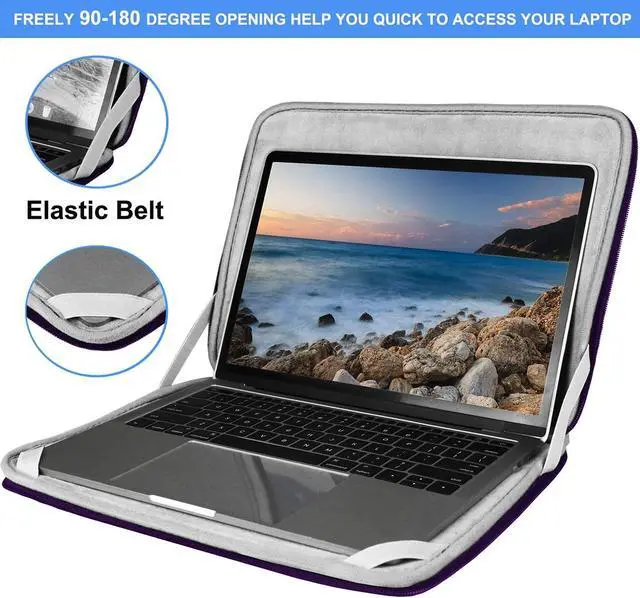 Alt view image 3 of 7 - Laptop Sleeve Case 14 inch, Shockproof Protective Computer Cover Flip Case Briefcase Carrying Bag Compatible with 14" HP, Lenovo, Asus, Acer, Notebook, Chromebook Computer, Dark Purple
