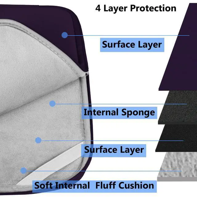 Alt view image 2 of 7 - Laptop Sleeve Case 14 inch, Shockproof Protective Computer Cover Flip Case Briefcase Carrying Bag Compatible with 14" HP, Lenovo, Asus, Acer, Notebook, Chromebook Computer, Dark Purple