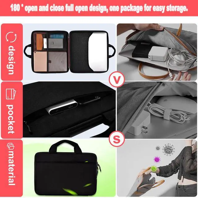 Alt view image 5 of 6 - Laptop Case 13.3-14 Inch Sleeve,TSA Shockproof Computer Handbag,Compatible with MacBook Neo/Pro 14 M5/M4/M3/M2/M1,All Models 13.3" MacBook Air/Pro,XPS 13/14,Most 13-14 Notebooks,B01k01