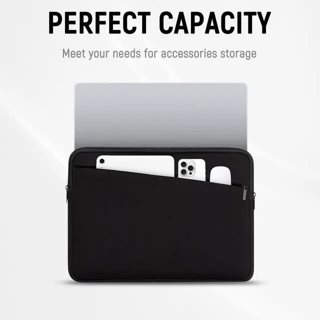 Alt view image 2 of 7 - 14 Inch Laptop Sleeve Case Durable Protective Cover Slim Padded Laptop Case with Front Pocket Compatible with MacBook Pro HP, Dell, Lenovo, Asus Black