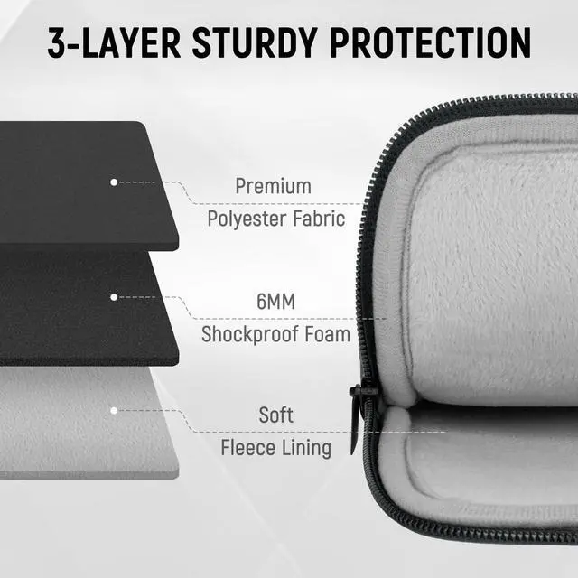 Alt view image 4 of 7 - 14 Inch Laptop Sleeve Case Durable Protective Cover Slim Padded Laptop Case with Front Pocket Compatible with MacBook Pro HP, Dell, Lenovo, Asus Black