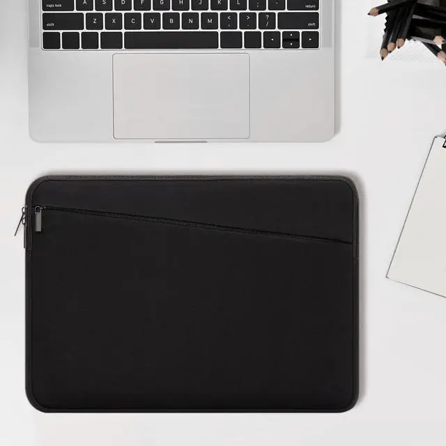 Alt view image 6 of 7 - 14 Inch Laptop Sleeve Case Durable Protective Cover Slim Padded Laptop Case with Front Pocket Compatible with MacBook Pro HP, Dell, Lenovo, Asus Black