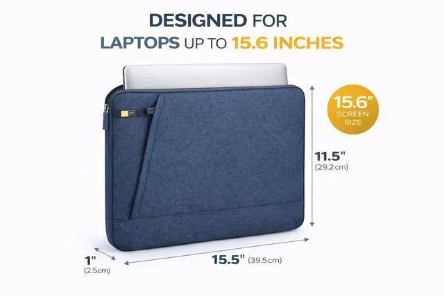 Alt view image 4 of 6 - Huxton Laptop Sleeve - 15.6 inches - Blue - WUXS115-3203759