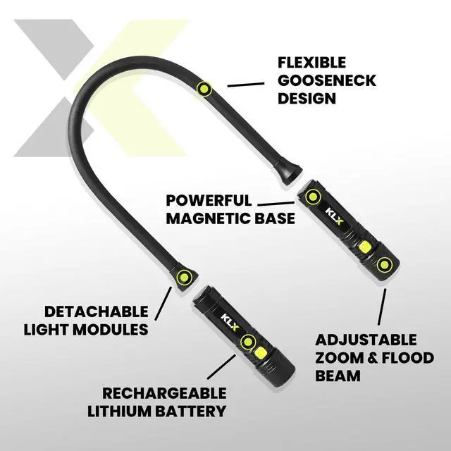 Alt view image 3 of 7 - Magnetic Neck Light - Hands-Free Detachable Zoomable Magnet Flashlight, Rechargeable Book Light, Flexible Neck Work Lamp for Reading, Camping, Repairing, Mechanics, DIY