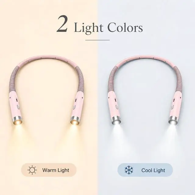 Alt view image 2 of 7 - Neck Reading Light, Bed Reading Light at Night, 3-Level Brightness LED Reading Light, Hands-Free, Rechargeable, Long-Lasting, Perfect for Reading, Knitting, Camping, repairin.. (Pink)