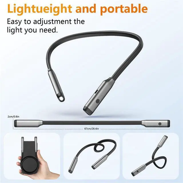 Alt view image 3 of 7 - Book Light LED Neck Reading Light,Bendable Rechargeable Book Light for Reading in Bed,Eye Friendly - 3 Colors & 3 Brightness Levels Perfect for Bookworms Kids Crafts Knitting Travel (Gray)