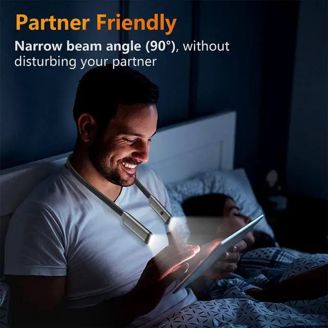Alt view image 6 of 7 - Book Light LED Neck Reading Light,Bendable Rechargeable Book Light for Reading in Bed,Eye Friendly - 3 Colors & 3 Brightness Levels Perfect for Bookworms Kids Crafts Knitting Travel (Gray)
