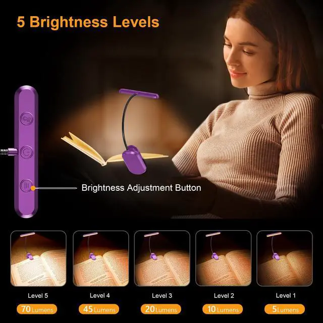 Alt view image 2 of 7 - Rechargeable Book Light for Reading in Bed with 19 LED