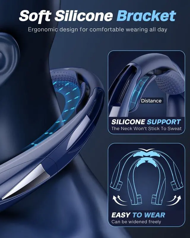 Alt view image 6 of 7 - Hand Free Portable Neck Fan with LED Book Light for Men & Women