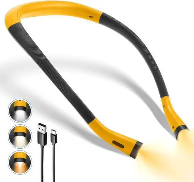Main image of Neck Reading Light Rechargeable, 6 Brightness Levels 3 Colors Amber Book Light for Reading in Bed, 80H Working, Hands-Free for Reading, Crocheting, Repairing and Camping, Yellow