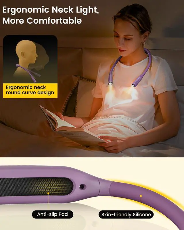 Alt view image 2 of 7 - Neck Book Light, Rechargeable Neck Lights for Crafts Reading