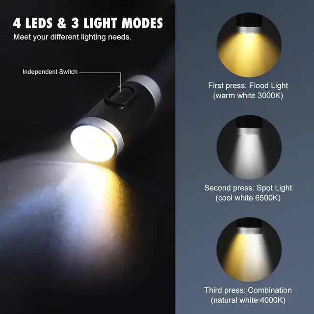 Alt view image 3 of 7 - LED Neck Reading Light, Book Light for Reading in Bed, 3 Color Temperatures 6 Adjustable Brightness 1600K 3500K 6000K Flexible Neck Lights for Knitting Reading Crocheting Repairing (Black)