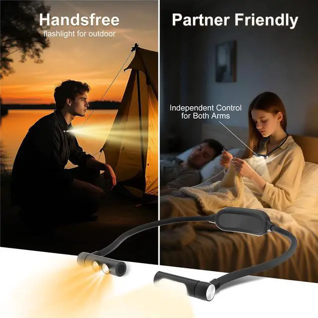 Alt view image 6 of 7 - LED Neck Reading Light, Bendable Rechargeable Book Light 110-hr Lasting