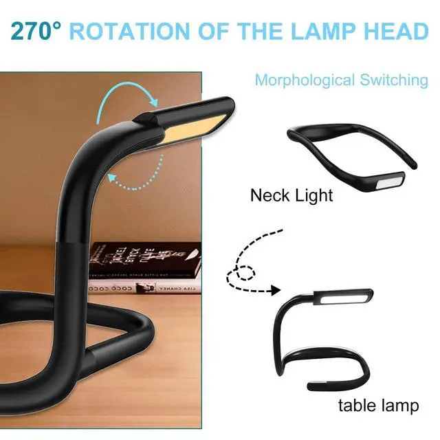 Alt view image 4 of 7 - LED Neck Reading Light,Book Lights for Reading in Bed,Adjustable Brightness Desk Lamp,3 Color,with Bendable Arms,Suitable for Repairing,Night Running,Walking,Knitting,Camping,Perfect Gifts