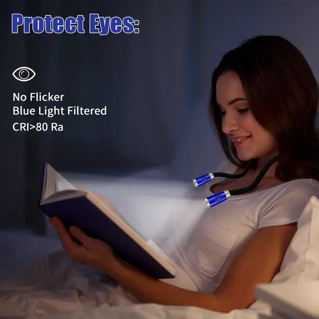 Alt view image 2 of 6 - Neck Reading Light,Rechargeable Book Light for Reading in Bed