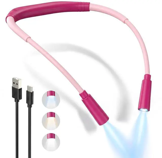 Main image of Rechargeable Book Light,3 Colors and Brightness Adjustable Reading Light,Bendable Neck Light,100hrs Long-Lasting,Perfect Reading Lamp Gift for Books in Bed, Knitting,Repairing,Working