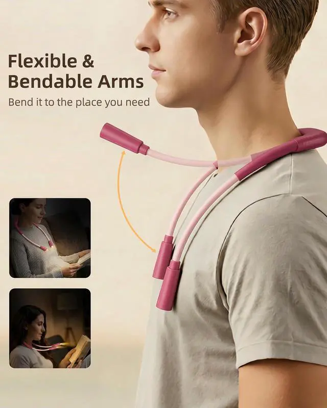 Alt view image 3 of 7 - Rechargeable Book Light,3 Colors and Brightness Adjustable Reading Light,Bendable Neck Light,100hrs Long-Lasting,Perfect Reading Lamp Gift for Books in Bed, Knitting,Repairing,Working