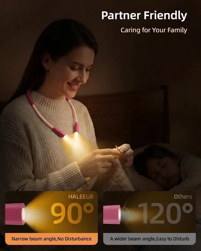 Alt view image 4 of 7 - Rechargeable Book Light,3 Colors and Brightness Adjustable Reading Light,Bendable Neck Light,100hrs Long-Lasting,Perfect Reading Lamp Gift for Books in Bed, Knitting,Repairing,Working