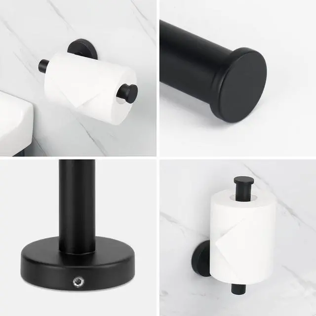 Alt view image 3 of 6 - Bathroom Hardware Set SUS 304 Thicken Stainless Steel-Towel Bar Set Include 16" Towel Rod, Toilet Paper Holder, Multifunctional Hooks Bathroom Accessories (Matte Black, 5 Pcs)