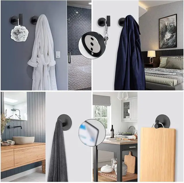 Alt view image 6 of 6 - Bathroom Hardware Set SUS 304 Thicken Stainless Steel-Towel Bar Set Include 16" Towel Rod, Toilet Paper Holder, Multifunctional Hooks Bathroom Accessories (Matte Black, 5 Pcs)