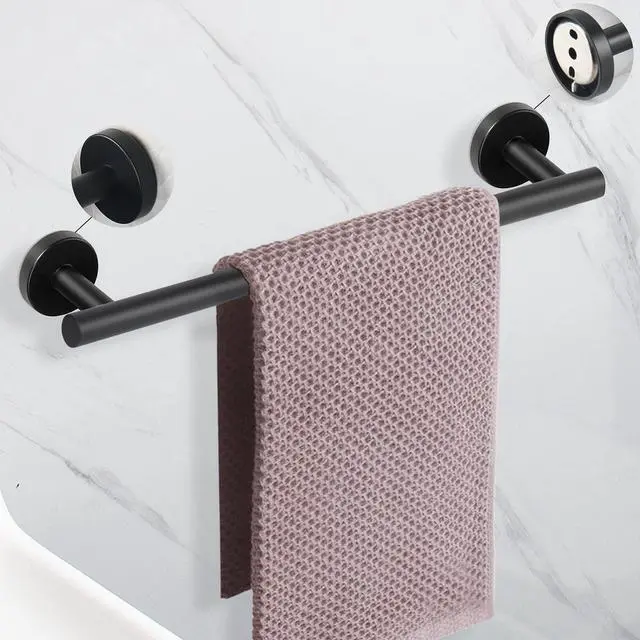 Alt view image 2 of 6 - Bathroom Hardware Set SUS 304 Thicken Stainless Steel-Towel Bar Set Include 16" Towel Rod, Toilet Paper Holder, Multifunctional Hooks Bathroom Accessories (Matte Black, 5 Pcs)