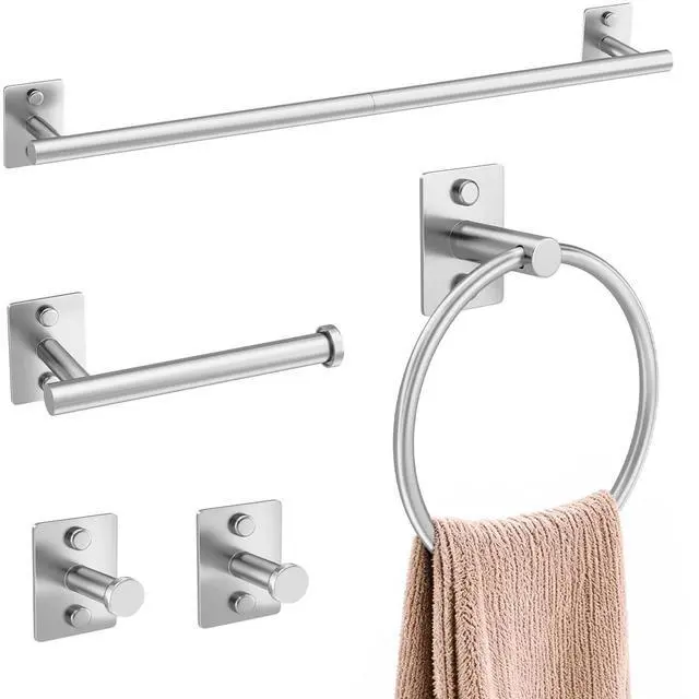 Main image of 5 Pieces Bathroom Hardware Accessories Set Brushed Nickel Towel Bar Set Stainless Steel Towel Racks for Bathroom,Wall-Mounted 23.6 inch