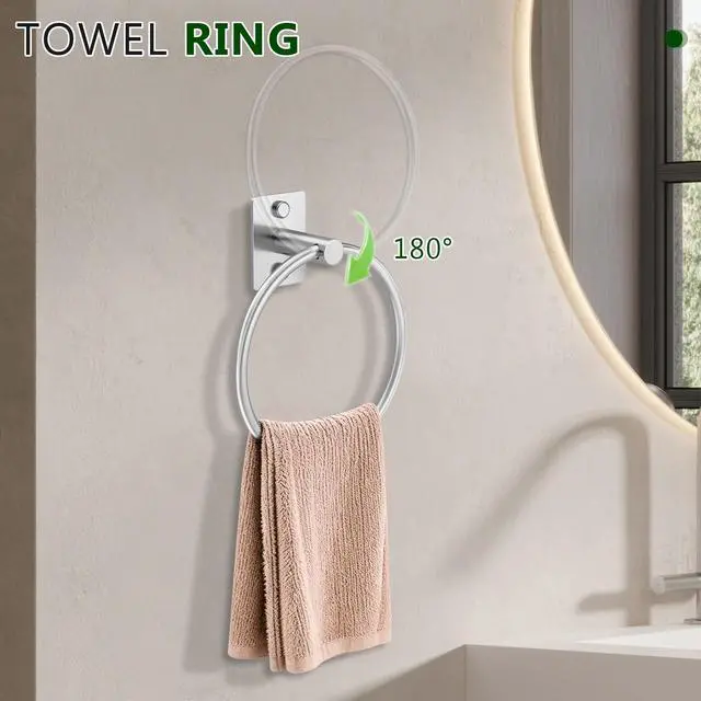 Alt view image 3 of 7 - 5 Pieces Bathroom Hardware Accessories Set Brushed Nickel Towel Bar Set Stainless Steel Towel Racks for Bathroom,Wall-Mounted 23.6 inch