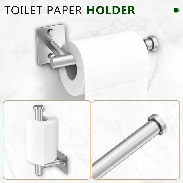 Alt view image 4 of 7 - 5 Pieces Bathroom Hardware Accessories Set Brushed Nickel Towel Bar Set Stainless Steel Towel Racks for Bathroom,Wall-Mounted 23.6 inch