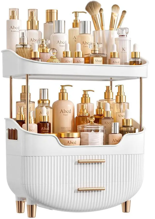 Main image of 4-Tier Makeup Organizer Bathroom Countertop Storage White