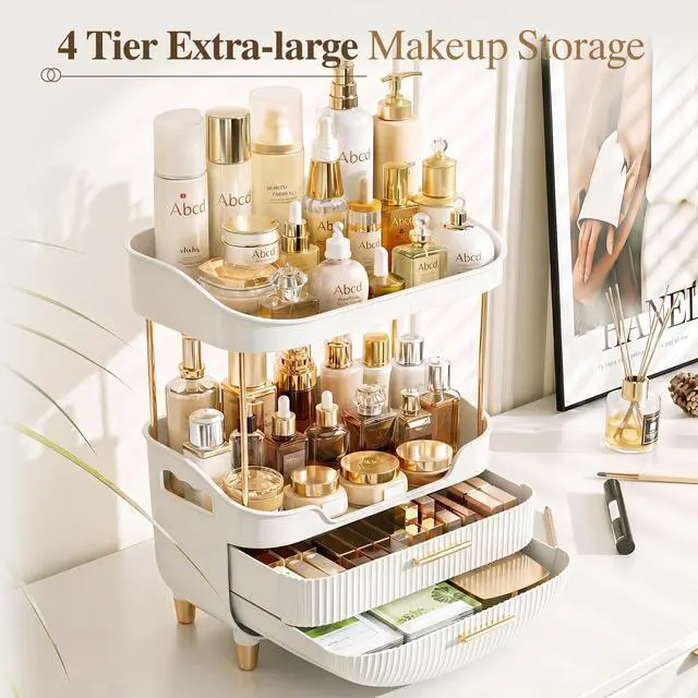 Alt view image 2 of 5 - 4-Tier Makeup Organizer Bathroom Countertop Storage White