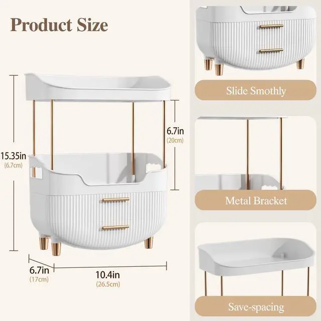 Alt view image 3 of 5 - 4-Tier Makeup Organizer Bathroom Countertop Storage White