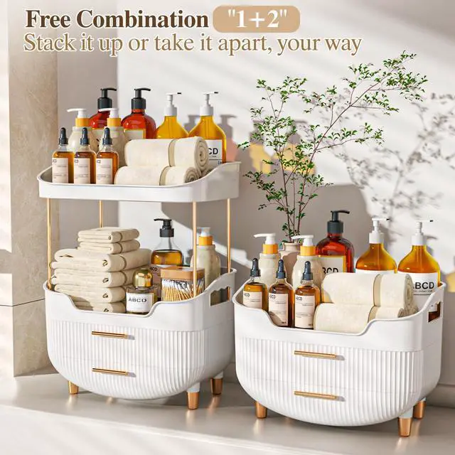 Alt view image 4 of 5 - 4-Tier Makeup Organizer Bathroom Countertop Storage White