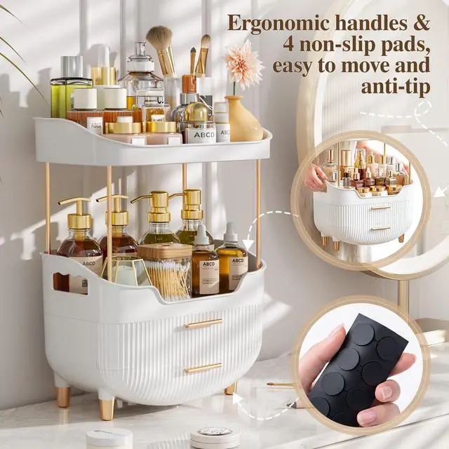 Alt view image 5 of 5 - 4-Tier Makeup Organizer Bathroom Countertop Storage White