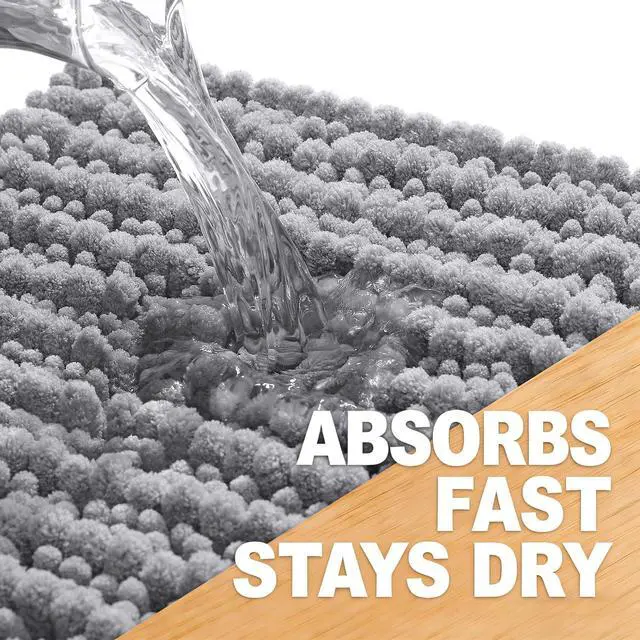 Alt view image 4 of 7 - Bathroom Rug Mat 30x20, Thick Soft and Absorbent Chenille Bath Mat, Non-Slip Rubber Backing, Machine Washable Quick Dry Bath Rugs for Tub Shower Floor, Home Decor Accessories, Grey