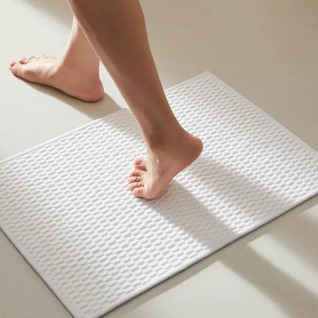 Main image of Bathroom Rugs Non Slip Washable, Super Absorbent Thin Bath Mat Small Quick Dry Low Pile Bathroom Rug, White 16"x24" / 1'4" x 2'