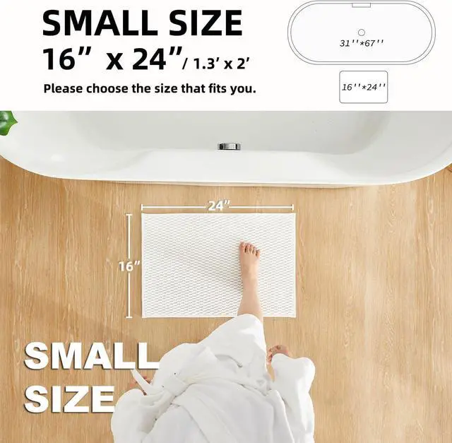 Alt view image 2 of 7 - Bathroom Rugs Non Slip Washable, Super Absorbent Thin Bath Mat Small Quick Dry Low Pile Bathroom Rug, White 16"x24" / 1'4" x 2'