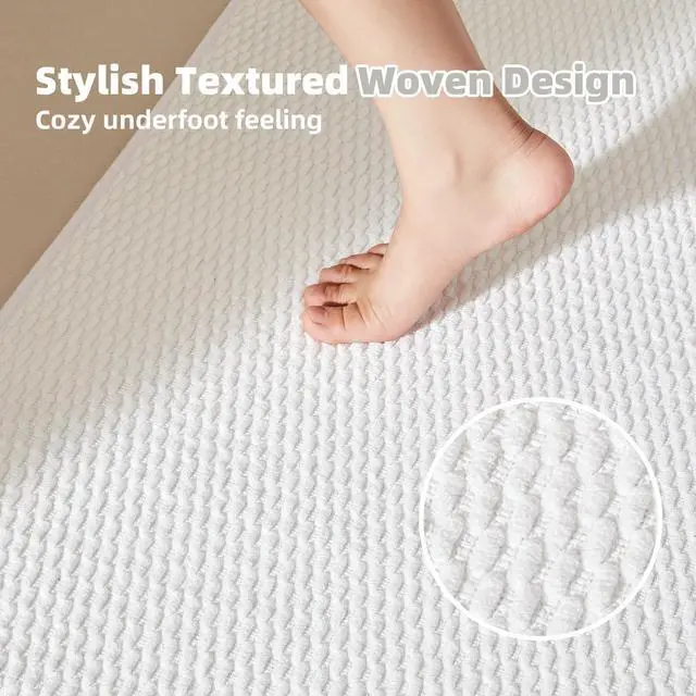 Alt view image 3 of 7 - Bathroom Rugs Non Slip Washable, Super Absorbent Thin Bath Mat Small Quick Dry Low Pile Bathroom Rug, White 16"x24" / 1'4" x 2'