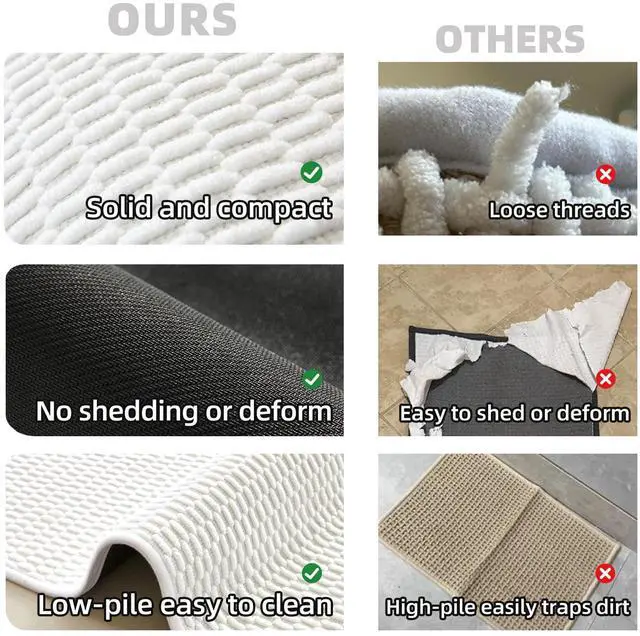 Alt view image 6 of 7 - Bathroom Rugs Non Slip Washable, Super Absorbent Thin Bath Mat Small Quick Dry Low Pile Bathroom Rug, White 16"x24" / 1'4" x 2'