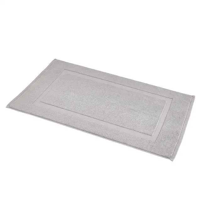 Main image of Banded Bathroom Bath Rug Mat, Machine Washable, 100% Cotton, 31" x 20", Light Gray