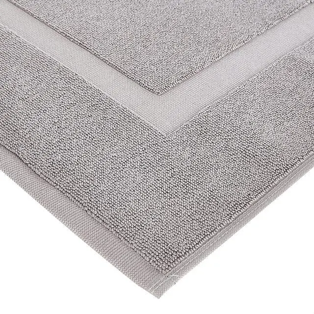 Alt view image 4 of 4 - Banded Bathroom Bath Rug Mat, Machine Washable, 100% Cotton, 31" x 20", Light Gray