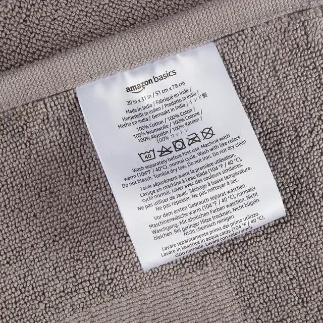 Alt view image 3 of 4 - Banded Bathroom Bath Rug Mat, Machine Washable, 100% Cotton, 31" x 20", Light Gray