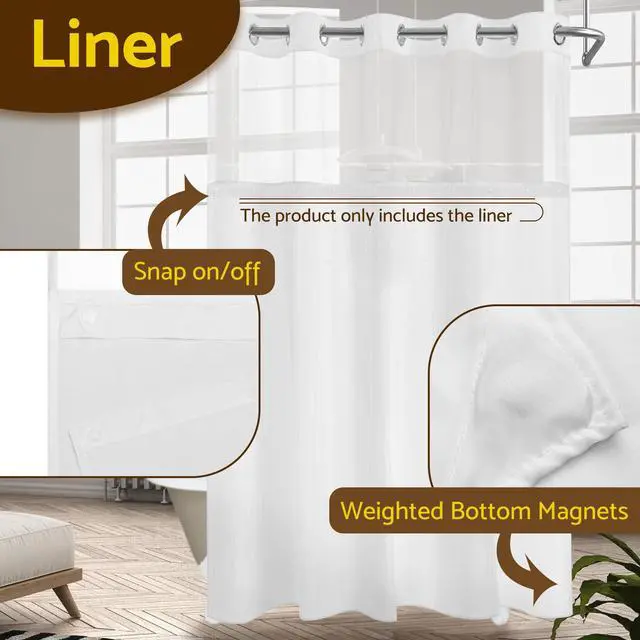 Alt view image 4 of 7 - 70x54 Snap-in Shower Curtain Replacement Liner White
