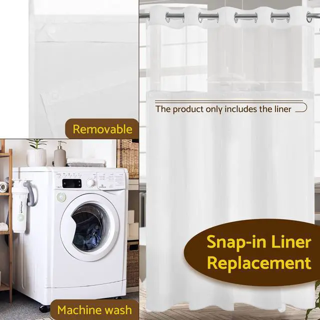 Alt view image 7 of 7 - 70x54 Snap-in Shower Curtain Replacement Liner White