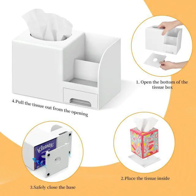 Alt view image 5 of 7 - Makeup Brush Tissue Holder, Acrylic Makeup Organizer, Desk Organizer for Dorm, Bathroom Drawer Organizers and Storage, Countertop Makeup and Tissue Organizer Vanity, White