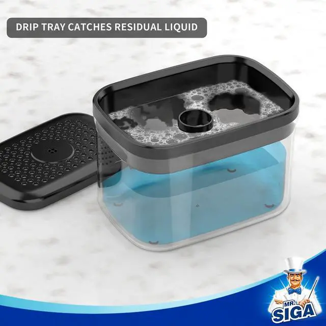 Alt view image 5 of 6 - Dish Soap Dispenser with Sponge Holder for Kitchen, Black