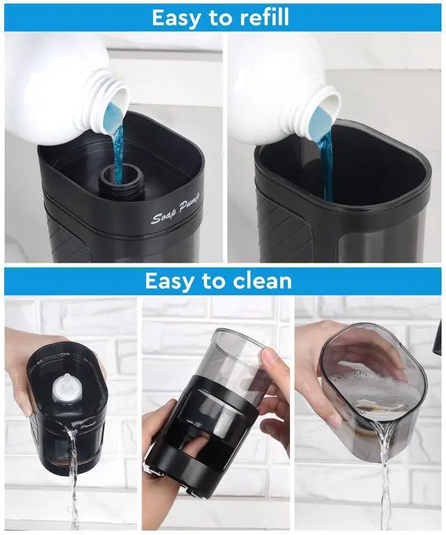 Alt view image 5 of 6 - Kitchen Dish Soap Dispenser with Sponge Holder, 3-in-1 Countertop Dishwashing Soap Pump Dispenser Set for Kitchen Sink, Useful Kitchen Gadgets - Black