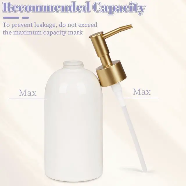 Alt view image 3 of 7 - 14OZ Ceramic Soap Dispenser Bathroom/Kitchen Can Fill Liquid-White