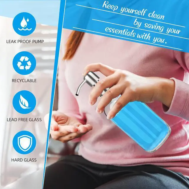 Alt view image 5 of 7 - Glass Soap Dispenser - Clear Dish Soap Dispenser for Kitchen, Refillable Liquid Hand SoapDispenser with Rust Proof Stainless Steel Pump for Bathroom, Countertop (17 Ounce/ 500 ML)